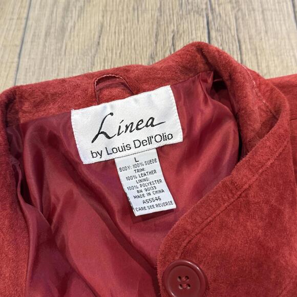 Linea by Louis Dell'Olio Red Suede Leather Jacket Vintage Large - Picture 2 of 2